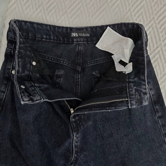 Zara Tapered Charcoal Black Stone Wash Mom Jeans - Picture 13 of 16